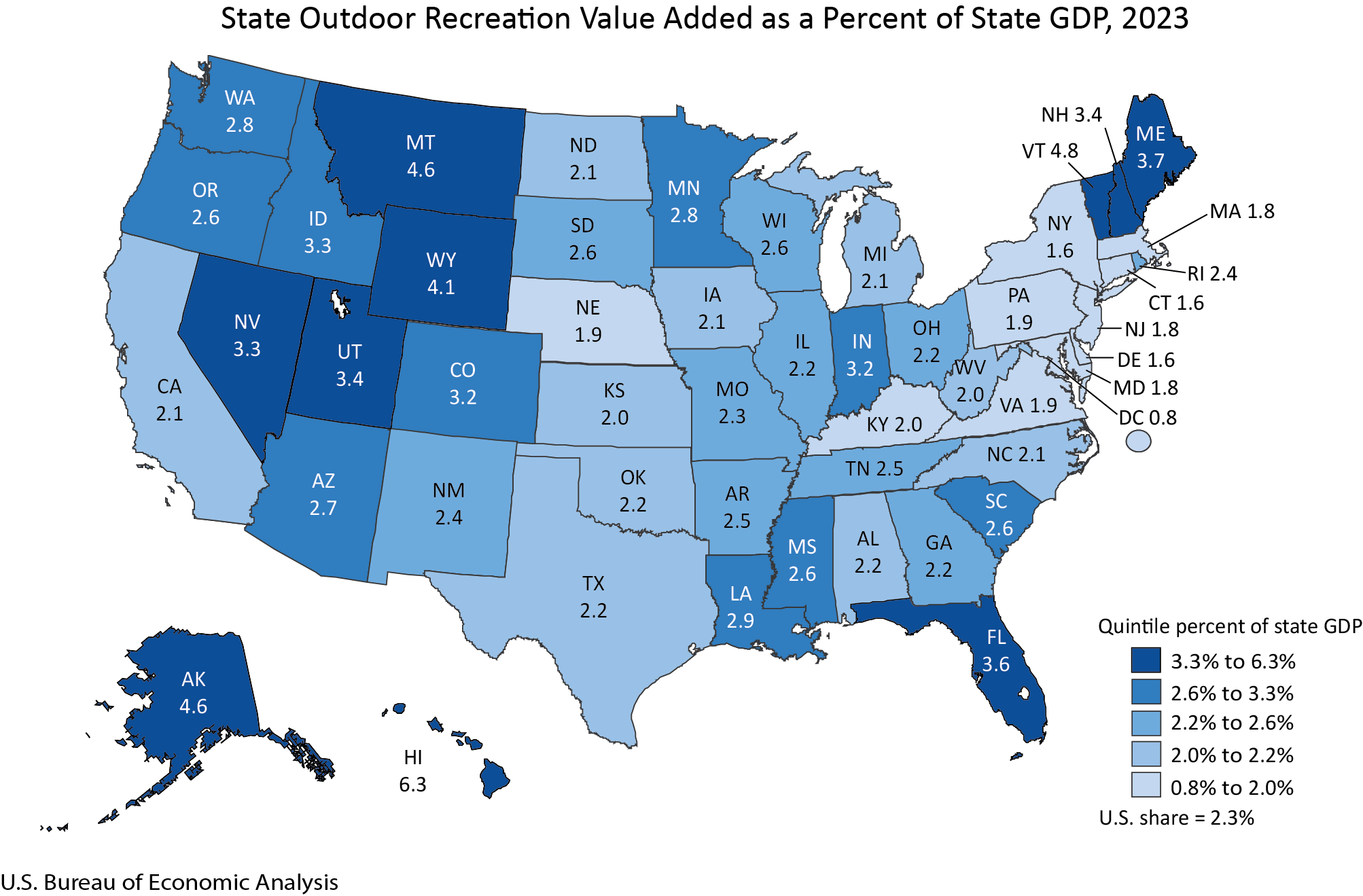 Photo of State Outdoor Recreation Value Added, 2023